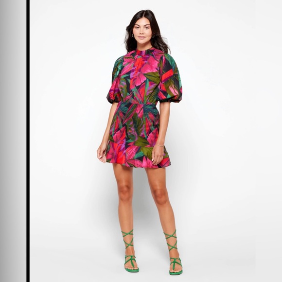 FARM Rio Dresses & Skirts - Farm Rio Midnight Leaves Mini Dress
